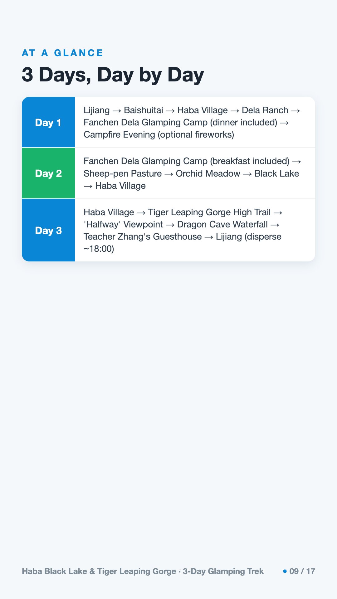 Haba Black Lake & Tiger Leaping Gorge · 3-Day Glamping Trek — 9