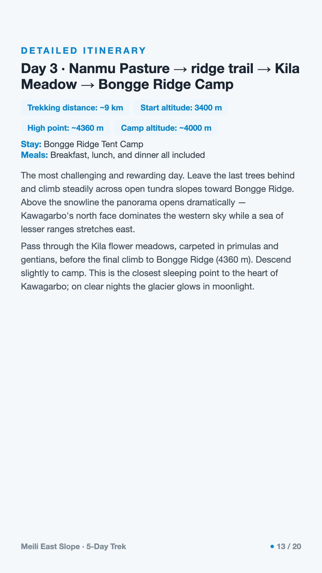 Meili East Slope · 5-Day Trek — 13