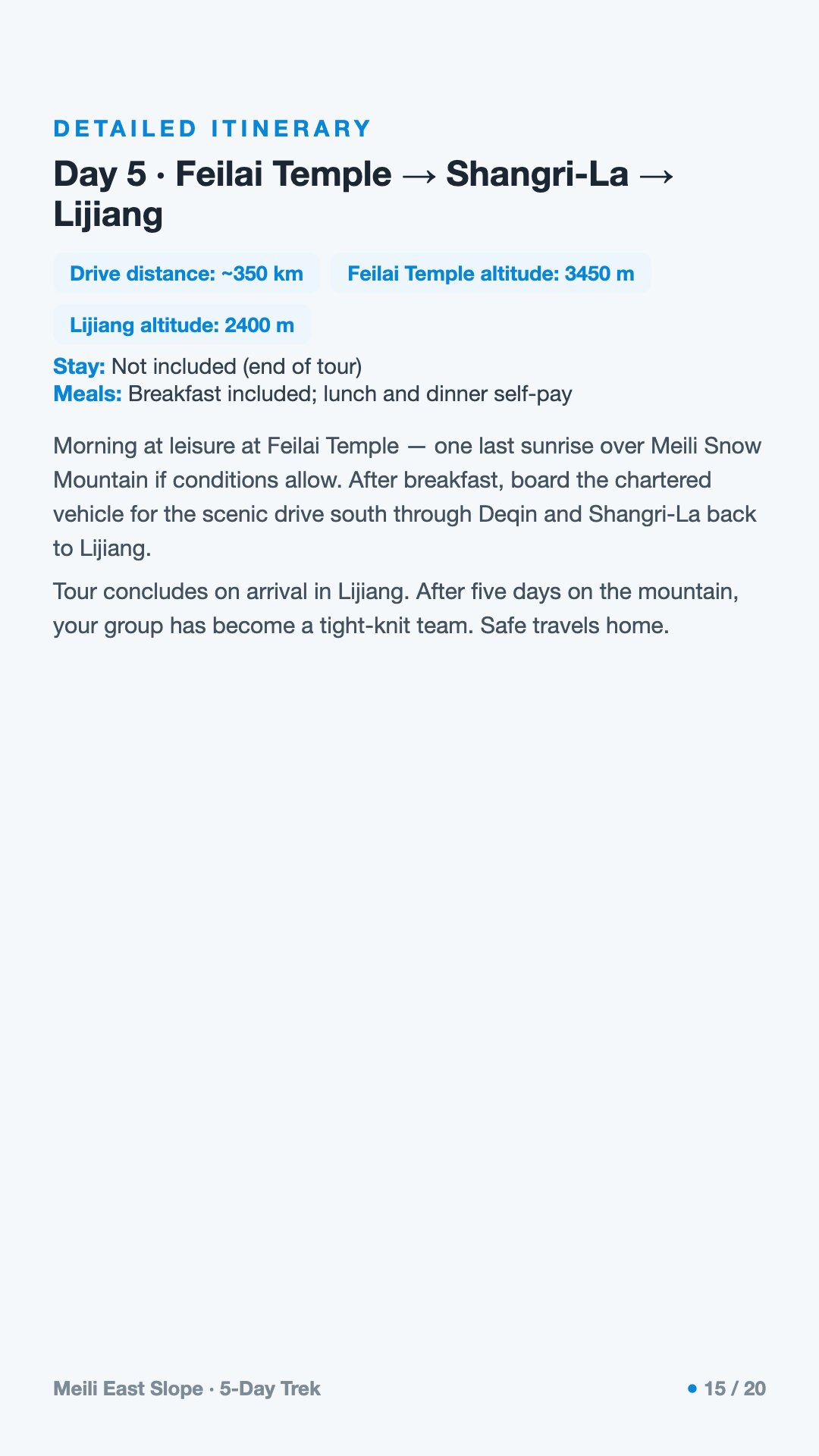 Meili East Slope · 5-Day Trek — 15