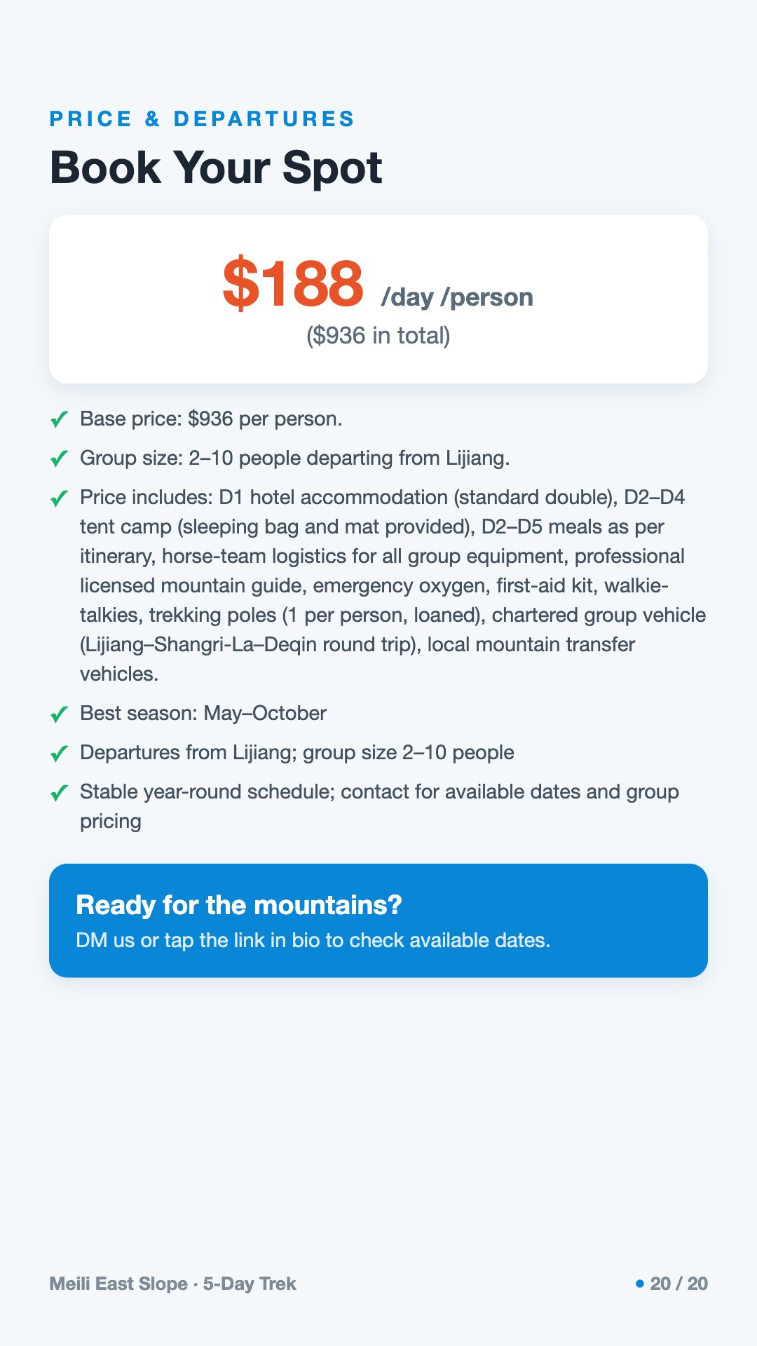 Meili East Slope · 5-Day Trek — 20